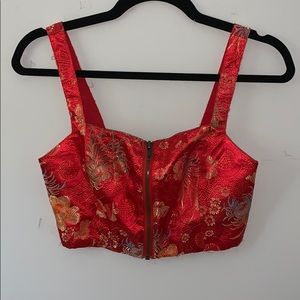 Urban Outfitters Brocade Zipper Top